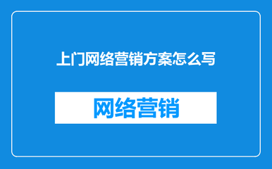 上門網絡營銷方案撰寫指南 從策略到執行的全流程策劃